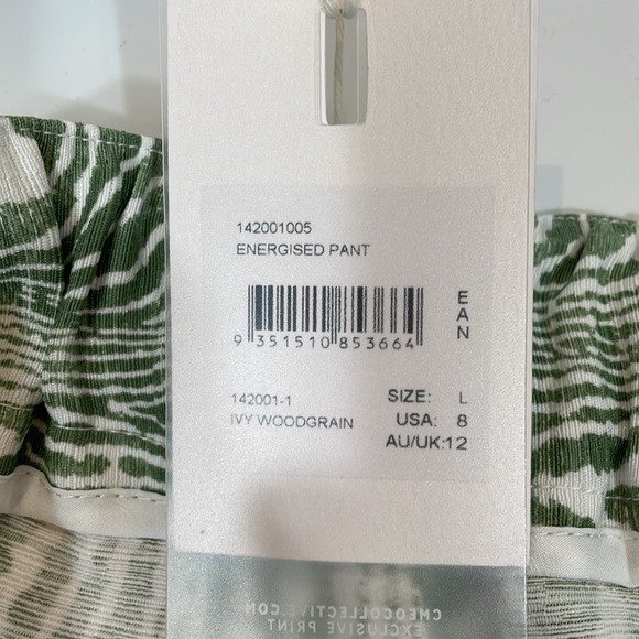 Anthropologie Pants NWT Size L Wide Leg Trouser Green Ivory Print - Picture 6 of 15